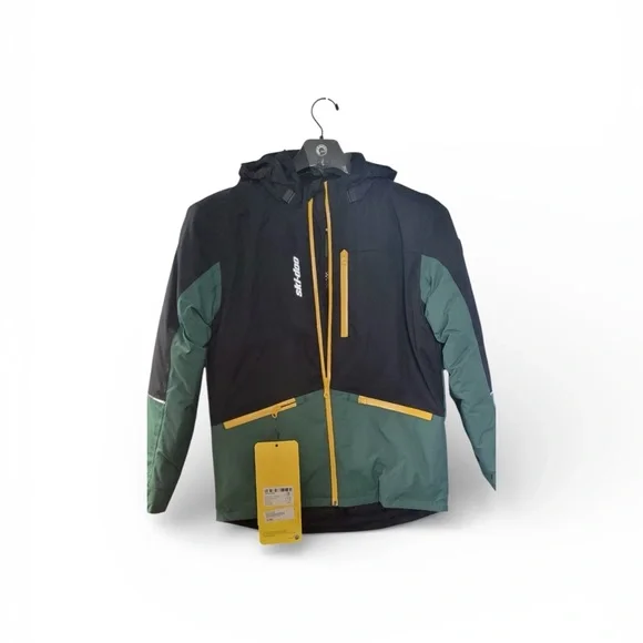 NWT Ski-Doo Particle Winter Black & Green Hooded Jacket w/Yellow Accents 10 - Picture 7 of 7